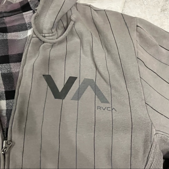 ❌SOLD❌Men's RVCA flannel-lined Zip-up Hoodie - Picture 4 of 8